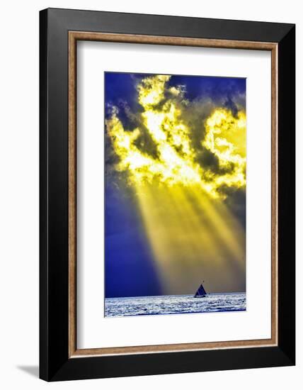 Late sunset view of Mount Agung volcano on the island of Bali, Indonesia.-Greg Johnston-Framed Photographic Print