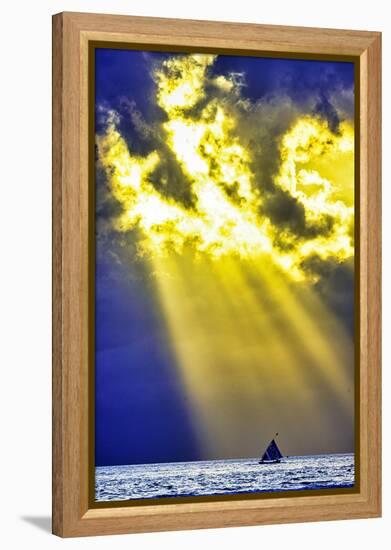 Late sunset view of Mount Agung volcano on the island of Bali, Indonesia.-Greg Johnston-Framed Premier Image Canvas