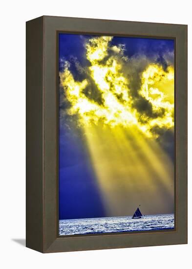 Late sunset view of Mount Agung volcano on the island of Bali, Indonesia.-Greg Johnston-Framed Premier Image Canvas