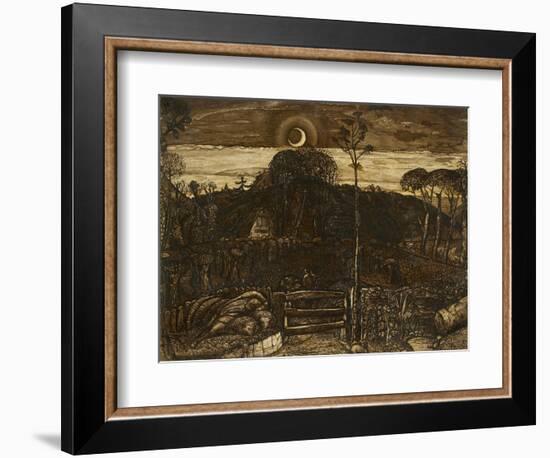 Late Twilight, 1825 (Pen and Dark Brown Ink with Brush in Sepia Mixed with Gum Arabic; Varnished)-Samuel Palmer-Framed Giclee Print