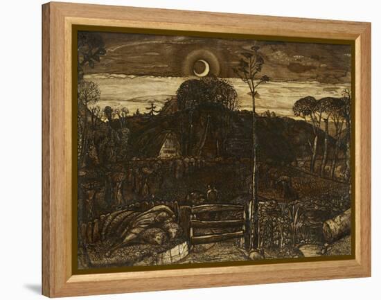 Late Twilight, 1825 (Pen and Dark Brown Ink with Brush in Sepia Mixed with Gum Arabic; Varnished)-Samuel Palmer-Framed Premier Image Canvas