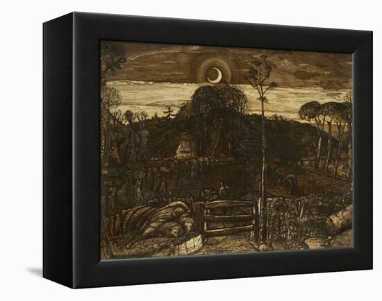 Late Twilight, 1825 (Pen and Dark Brown Ink with Brush in Sepia Mixed with Gum Arabic; Varnished)-Samuel Palmer-Framed Premier Image Canvas