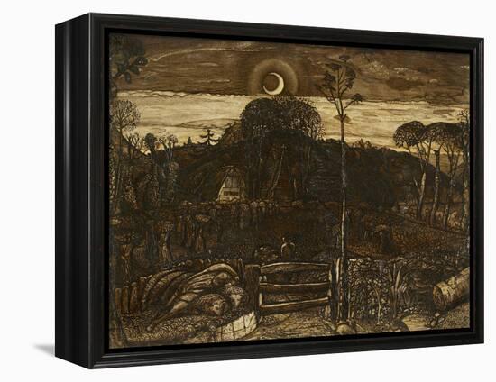 Late Twilight, 1825 (Pen and Dark Brown Ink with Brush in Sepia Mixed with Gum Arabic; Varnished)-Samuel Palmer-Framed Premier Image Canvas