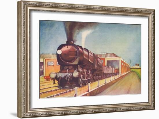 'Latest Austerity Freight Engine, S.R., at Southampton Docks', 1940-Unknown-Framed Giclee Print