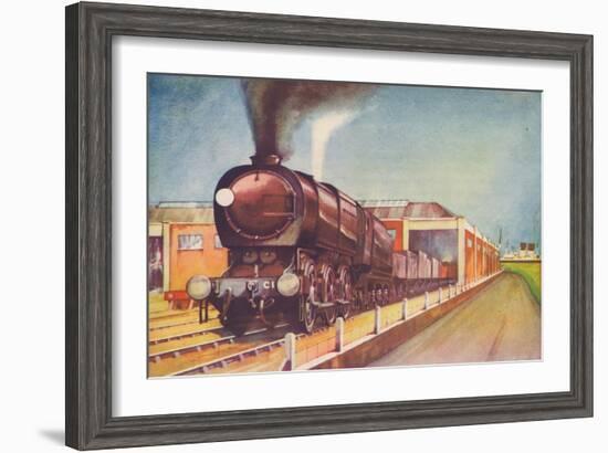 'Latest Austerity Freight Engine, S.R., at Southampton Docks', 1940-Unknown-Framed Giclee Print