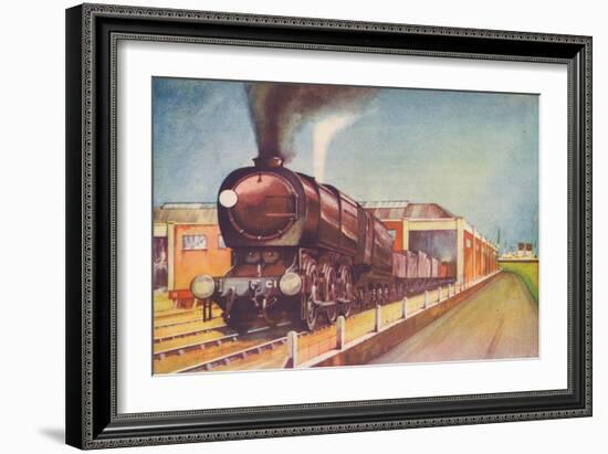 'Latest Austerity Freight Engine, S.R., at Southampton Docks', 1940-Unknown-Framed Giclee Print