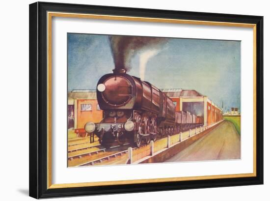 'Latest Austerity Freight Engine, S.R., at Southampton Docks', 1940-Unknown-Framed Giclee Print