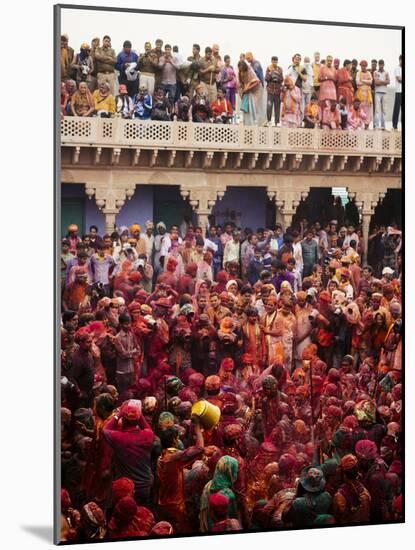 Lathmar Holi Celebrations in Nand Rae Temple, Nandagaon, Braj, Uttar Pradesh, India, Asia-Ben Pipe-Mounted Photographic Print