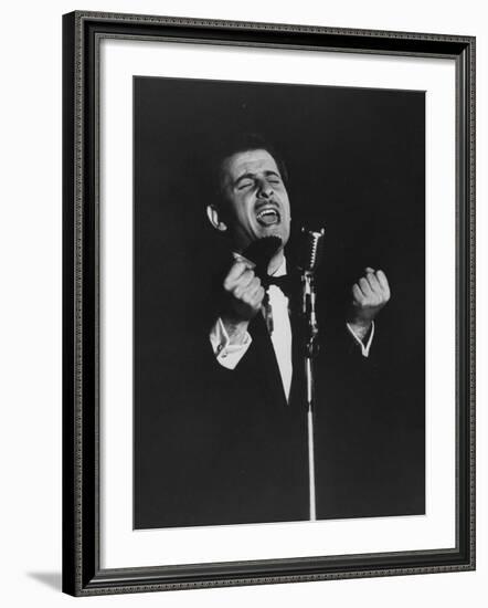 Latin Singer Domenico Modugno Performing on Stage-Ed Clark-Framed Premium Photographic Print