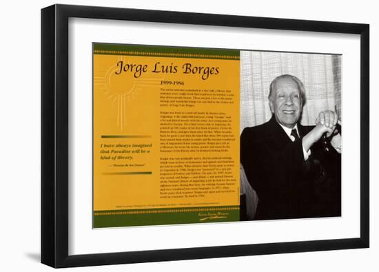 Latino Writers - Jorge Luis Borges-null-Framed Art Print