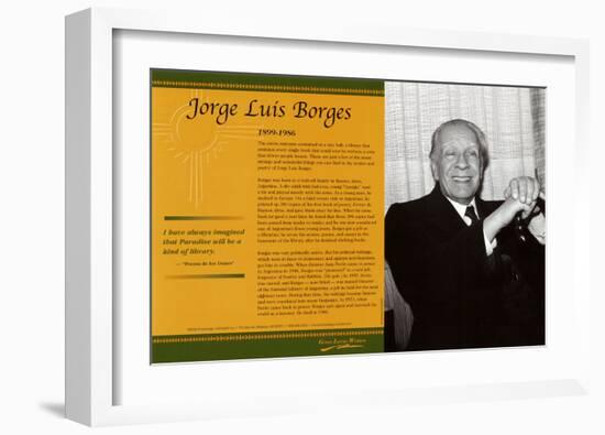 Latino Writers - Jorge Luis Borges-null-Framed Art Print