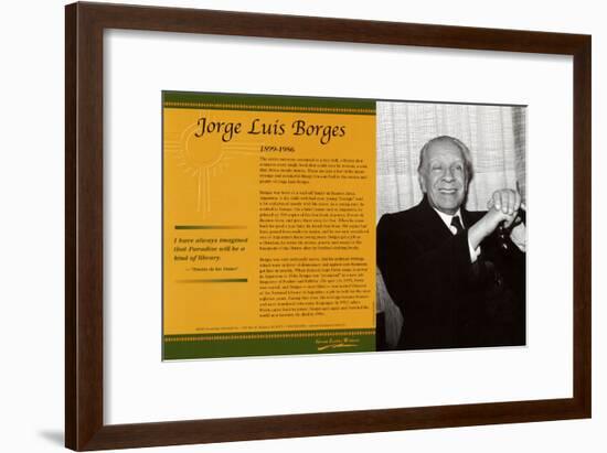 Latino Writers - Jorge Luis Borges-null-Framed Art Print