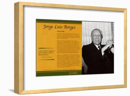 Latino Writers - Jorge Luis Borges-null-Framed Art Print