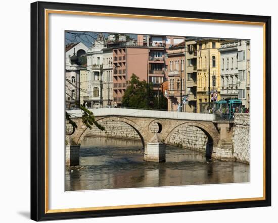 Latinska Cuprija (Latin Bridge) over Miljacka River, Place of Murder of Archduke Ferdinand, Sarajev-Emanuele Ciccomartino-Framed Photographic Print