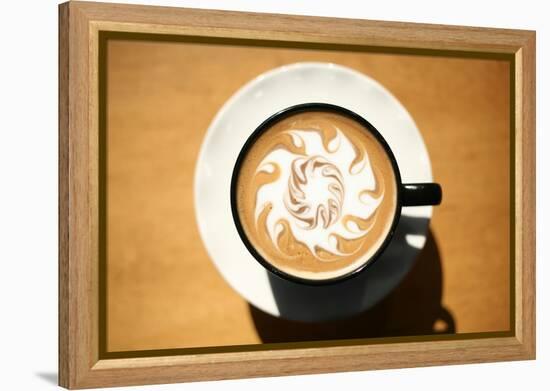 Latte Art, Designs Drawn With Steamed Milk In Hot Fresh Rich Coffee In A Ceramic Coffee Cup-mikeledray-Framed Stretched Canvas