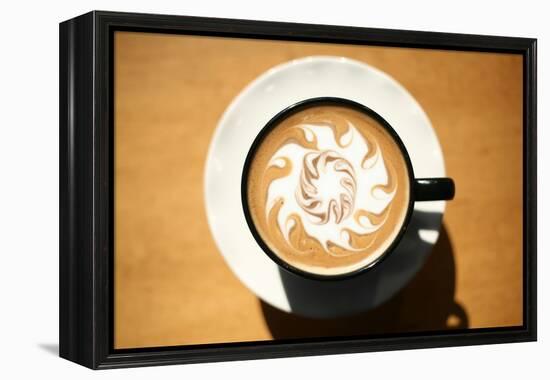 Latte Art, Designs Drawn With Steamed Milk In Hot Fresh Rich Coffee In A Ceramic Coffee Cup-mikeledray-Framed Stretched Canvas