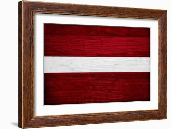 Latvia Flag Design with Wood Patterning - Flags of the World Series-Philippe Hugonnard-Framed Art Print