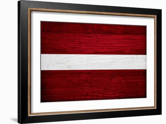 Latvia Flag Design with Wood Patterning - Flags of the World Series-Philippe Hugonnard-Framed Art Print