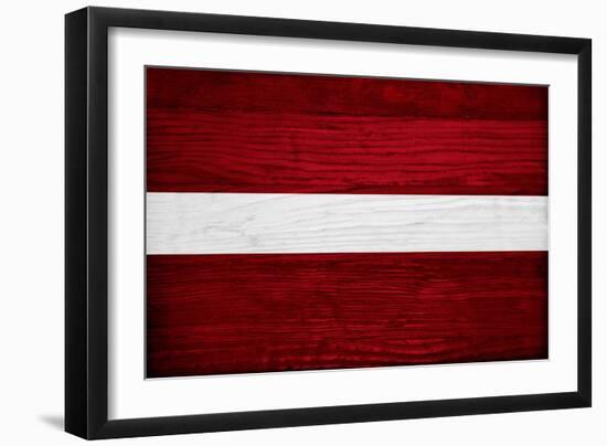 Latvia Flag Design with Wood Patterning - Flags of the World Series-Philippe Hugonnard-Framed Art Print