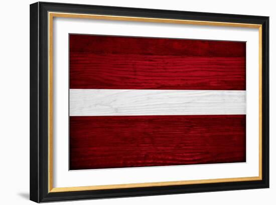 Latvia Flag Design with Wood Patterning - Flags of the World Series-Philippe Hugonnard-Framed Art Print