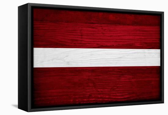 Latvia Flag Design with Wood Patterning - Flags of the World Series-Philippe Hugonnard-Framed Stretched Canvas