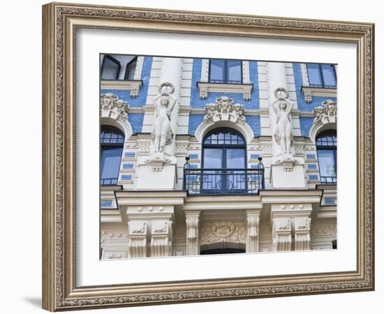 Latvia, Riga, Art Nouveau District, Strelnieku Iela Street, Stockholm School of Economics-Walter Bibikow-Framed Photographic Print