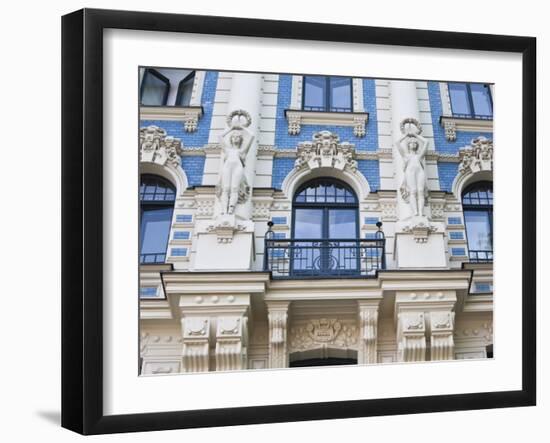Latvia, Riga, Art Nouveau District, Strelnieku Iela Street, Stockholm School of Economics-Walter Bibikow-Framed Photographic Print