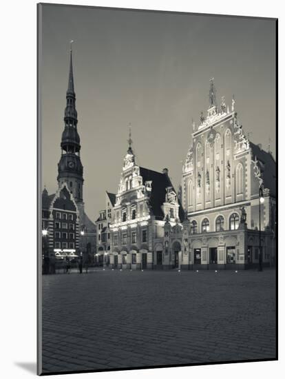 Latvia, Riga, Old Riga, Blackheads' House, B;1344, Exterior and St; Peter's Lutheran Church-Walter Bibikow-Mounted Photographic Print