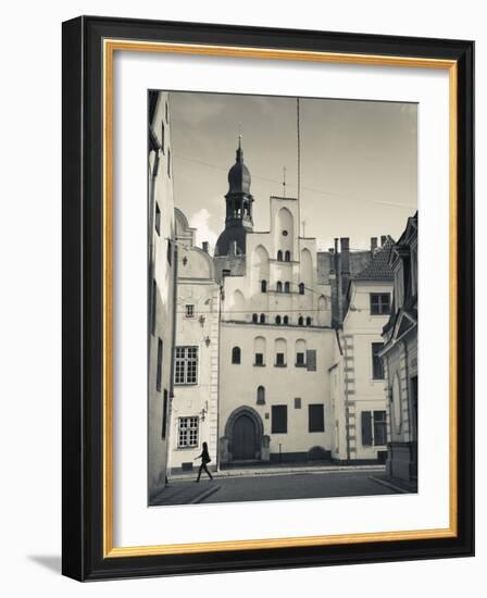 Latvia, Riga, Old Riga, Three Brothers Houses, Oldest in City-Walter Bibikow-Framed Photographic Print