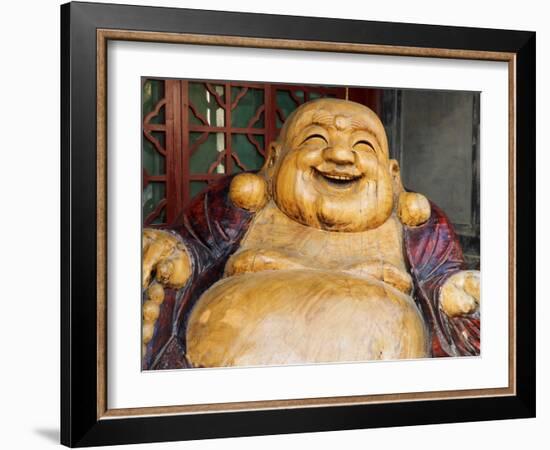 Laughing Buddha, Tanzhe Temple, Beijing, China, Asia-Jochen Schlenker-Framed Photographic Print