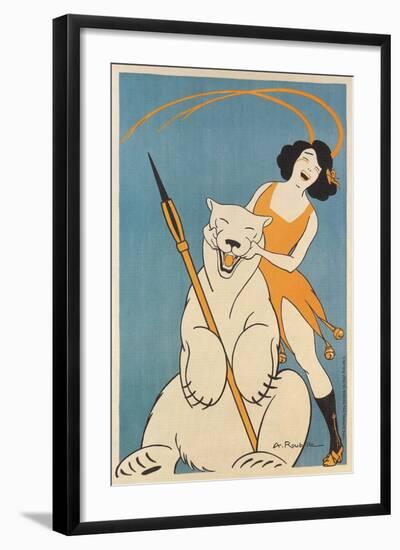 Laughing Woman and Polar Bear-null-Framed Art Print