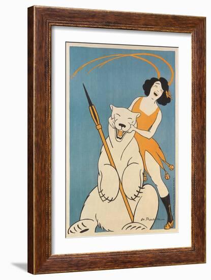 Laughing Woman and Polar Bear-null-Framed Art Print