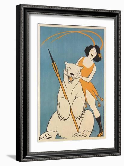 Laughing Woman and Polar Bear-null-Framed Art Print