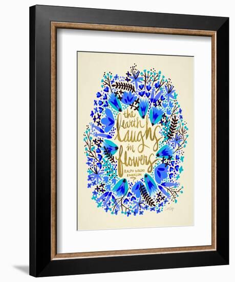 Laughs in Flowers ? Blue and Gold Palette-Cat Coquillette-Framed Premium Giclee Print