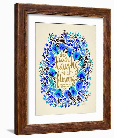 Laughs in Flowers ? Blue and Gold Palette-Cat Coquillette-Framed Art Print