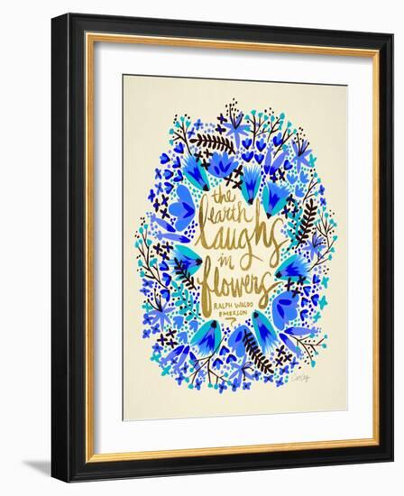 Laughs in Flowers ? Blue and Gold Palette-Cat Coquillette-Framed Art Print