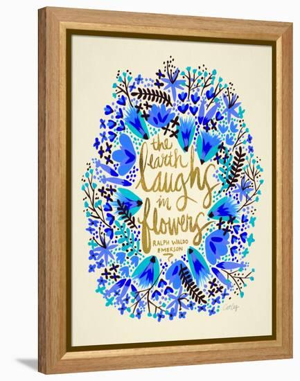 Laughs in Flowers ? Blue and Gold Palette-Cat Coquillette-Framed Stretched Canvas