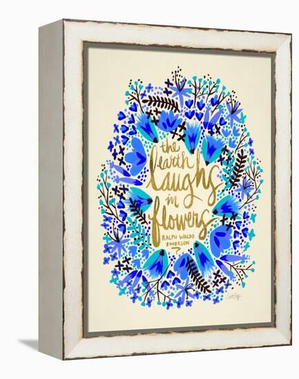 Laughs in Flowers ? Blue and Gold Palette-Cat Coquillette-Framed Stretched Canvas