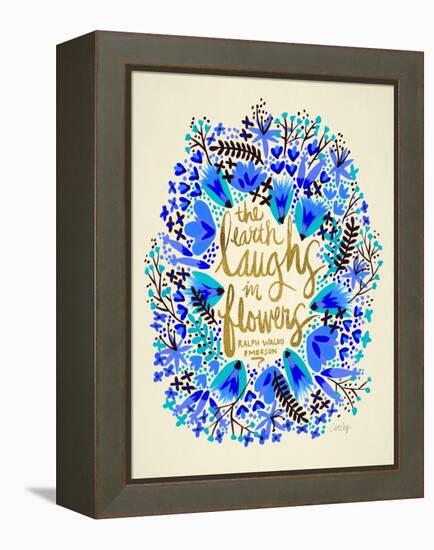 Laughs in Flowers ? Blue and Gold Palette-Cat Coquillette-Framed Stretched Canvas