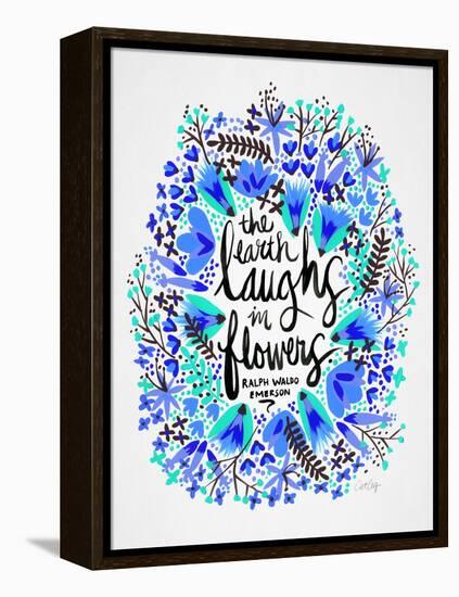 Laughs in Flowers ? Blue Palette-Cat Coquillette-Framed Stretched Canvas