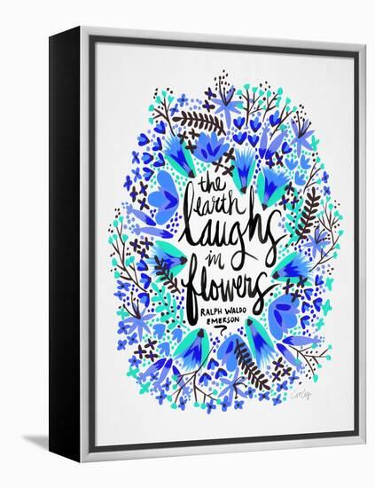 Laughs in Flowers ? Blue Palette-Cat Coquillette-Framed Stretched Canvas