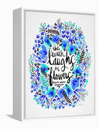 Laughs in Flowers ? Blue Palette-Cat Coquillette-Framed Stretched Canvas