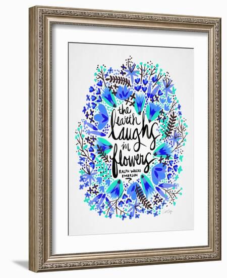 Laughs in Flowers ? Blue Palette-Cat Coquillette-Framed Art Print