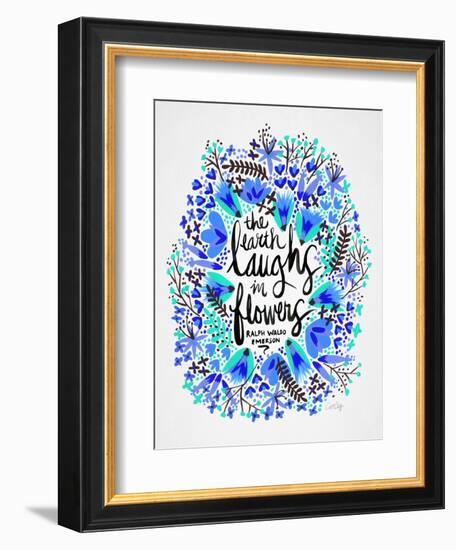 Laughs in Flowers ? Blue Palette-Cat Coquillette-Framed Art Print