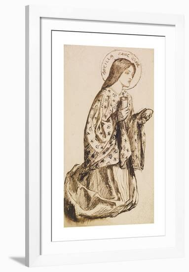 Launcelot at the Shrine of the Holy Grail - Study for The Angel of the Holy Grail-Dante Gabriel Rossetti-Framed Premium Giclee Print