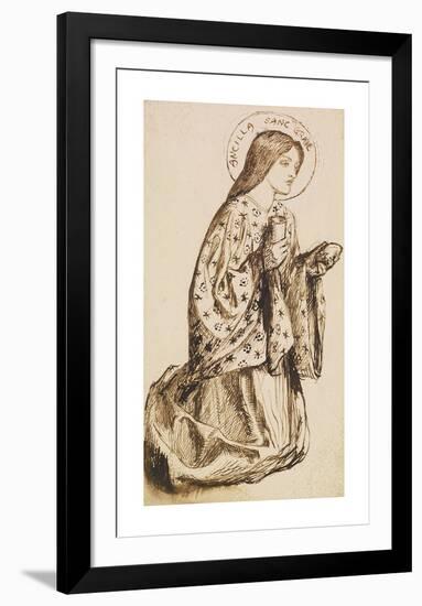 Launcelot at the Shrine of the Holy Grail - Study for The Angel of the Holy Grail-Dante Gabriel Rossetti-Framed Premium Giclee Print