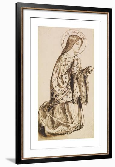 Launcelot at the Shrine of the Holy Grail - Study for The Angel of the Holy Grail-Dante Gabriel Rossetti-Framed Premium Giclee Print