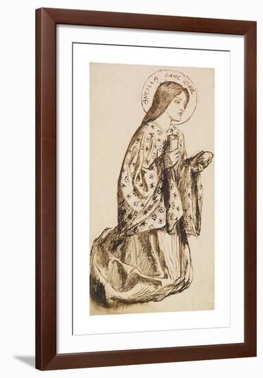 Launcelot at the Shrine of the Holy Grail - Study for The Angel of the Holy Grail-Dante Gabriel Rossetti-Framed Premium Giclee Print