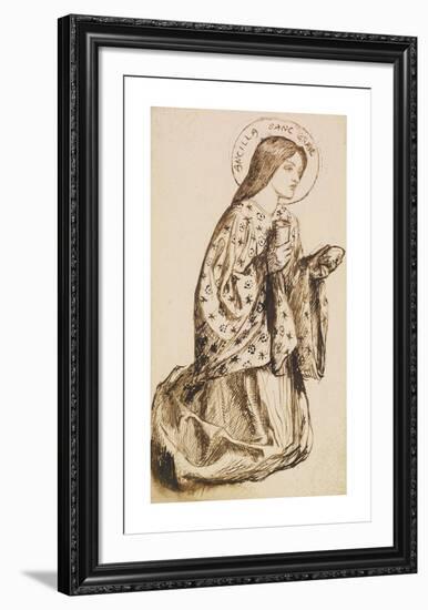 Launcelot at the Shrine of the Holy Grail - Study for The Angel of the Holy Grail-Dante Gabriel Rossetti-Framed Premium Giclee Print