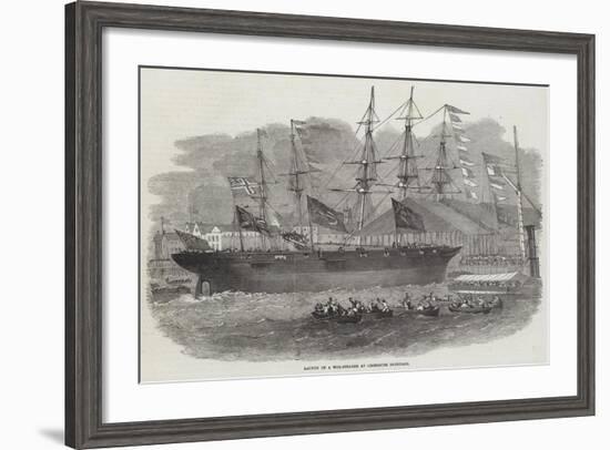 Launch of a War-Steamer at Limehouse Dockyard-Edwin Weedon-Framed Giclee Print
